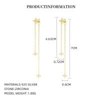 wholesale S925 Sterling Silver Cross Pendant Necklace Women's Four-leaf Clover Flower Elegant Zircon Earrings-E4541_white zirconium_18K yellow plating_swimming paint 925 silver