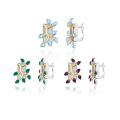 wholesale S925 Silver Designer Natural Topaz Earrings with Floral Leaf Design Gemstone Stud Earrings-0-3