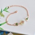 wholesale 925 Sterling Silver Inlaid Peace Knot Natural Hetian Jade Bracelet, Niche Design, Retro Style, Jade Jewelry Gift-0-6