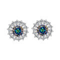 wholesale S925 Sterling Silver Moissanite Sunflower Stud Earrings, Versatile and Simple Fashion Earrings for Wholesale Live Streaming-0-12