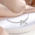 wholesale S925 Sterling Silver Elegant Bow Necklace for Women, High-End European and American Fashion Designer Inspired Waterdrop Pendant Luxury-0-4