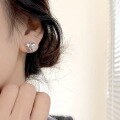 wholesale S925 Sterling Silver Korean Ins Style Minimalist Vintage Thai Silver Bow Earrings for Women-0-3