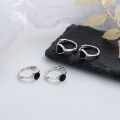 wholesale S925 Sterling Silver Small and Exquisite Black Round Love Ear Clasps, Niche and Elegant Lady Style Versatile Earrings for Women-0-1