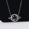 wholesale 925 Sterling Silver Planet Necklace for Women, Ins High Value Small Design, High-End Minimalist Elegant Collarbone Chain-0-0