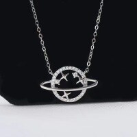 wholesale 925 Sterling Silver Planet Necklace for Women, Ins High Value Small Design, High-End Minimalist Elegant Collarbone Chain-Planet necklace