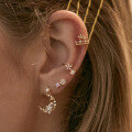 wholesale S925 sterling gold-plated spring new earrings, sweet and ethereal clover flower side ear cuff earrings-0-2