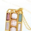 wholesale S925 Sterling Silver Cross-Border New Fun Color Palette Pendant with Inlaid Colored Gemstones Necklace for Women, Fashionable and Unique, Wholesale from Manufacturers-0-2