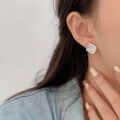 wholesale S925 Sterling Silver Textured Small Cube Earrings, Women's Korean Minimalist Advanced Simple Square Ear Accessories-0-4