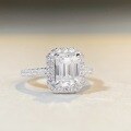 wholesale S925 sterling silver ring, square sugar emerald, radiant cut moissanite engagement ring, moissanite jewelry, cross-border wholesale-0-1