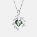 wholesale S925 Silver European and American Style Fashionable Light Luxury Heart-Shaped Moss Agate Pendant Cross-Border Hot Seller-0-2