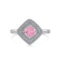 wholesale S925 Sterling Silver New European and American Wedding Ring for Women, 5A Zircon Series Pink Clover Drop Geometric Wholesale-0-4