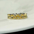 wholesale S925 Sterling Silver 5*5mm Chubby Square Yellow Diamond Five-Stone Ring for Women-0-1