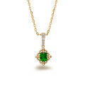 wholesale S925 Silver Plated 14K Gold French Retro Indie Style Diopside Necklace-0-0
