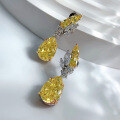 wholesale Metal: 925 Sterling Silver, 8*12 Pear Shape Fancy Yellow Diamond Radiant Drop Earrings with High-End Feel-0-3