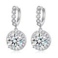 wholesale 925 Sterling Silver Moissanite Round Fashion Earrings for Women, Minimalist Fringe Circle Stud Earrings-0-4