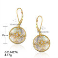 wholesale 925 Silver Gilded Elegant Snowflake Star Cross Coin Yellow Pearl Earrings for Mother-0-5