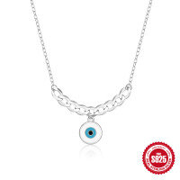 wholesale S925 silver minimalist Cuban chain evil eye drop oil women's trendy INS necklace-Gold 925 silver