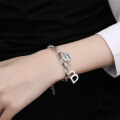 wholesale S925 Sterling Silver B-Letter Link Chain Bracelet in Korean Ins Minimalist Style-0-2