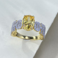 wholesale S925 Silver 7*9mm Yellow Diamond Gemstone Luxuriously Set High-End Fashion Ring for Women, Xiaohongshu Style-0-3