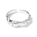 wholesale 925 Sterling Silver Ring for Women with Irregular Wave Design, Exquisite and Minimalist Personality, Adjustable Opening Ring-0-4
