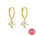 wholesale S925 Sterling Silver Dagger Flower Zircon Ear Climber Ear Cuff Hoop Earrings for Women, Geometric-0-8