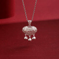 wholesale 990 Sterling Silver Baby Longevity Pendant, Girls' Hollow-Out Fortune Lock, Infant Silver Locket for Full Moon Gift-0-3