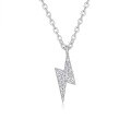 wholesale S925 Silver European and American Edgy Style Lightning Necklace, High-End Feel, Internet-Famous Hot-Selling Moissanite Jewelry, Does Not Fade-0-5