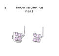 wholesale 925 Sterling Silver Zirconia Four-Leaf Clover L-Shaped Nose Stud Piercing Jewelry Qingdao Wholesale-0-3