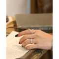 wholesale S925 Sterling Silver JF286 Korean-style Versatile Student Ring Ins Minimalist Niche Wide Gear Adjustable Ring-0-2