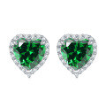 wholesale 925 Sterling Silver European and American Gemstone Heart Earrings for Women, Colorful Zircon Heart-shaped Stud Earrings, High-Quality Wholesale-0-9