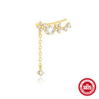 wholesale S925 Sterling Silver with Rhinestone Petal Ear Hooks and Small Pendant Earrings for Women-Single gold #2 925 silver