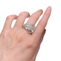 wholesale 925 Silver New Luxury Full-Diamond European-American Leaf Open Ring for Cross-Border Ins Style-0-4
