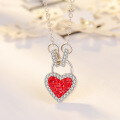 wholesale S925 Sterling Silver Crystal Double-sided Heart Necklace for Women, Korean-style Peach Heart, Youthful Heart, Korean Version, Elegant and Personalized-0-1