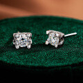 925 Silver Bull Head Earrings with Moissanite, Simple Wedding Gift-0-4