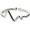 wholesale S925 Silver Heartbeat Ring, Love ECG Ring, Wave Adjustable Opening Viral Ring J0460-0-4