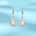 wholesale 925 Sterling Silver Teardrop Synthetic Opal Earrings for Women, European and American Minimalist Luxury, Niche High-End Opal Stone Ear Clips Jewelry-0-5