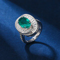 wholesale S925 Sterling Silver New Anzela Cultivated Emerald Ring Set for Women-0-0