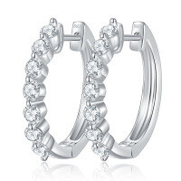 wholesale 18k Gold Plated S925 Silver Full Moissanite 24mm Round Korean Minimalist Hoop Earrings for Women-0.742 carats sterling silver