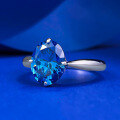 wholesale S925 silver new simulated royal blue 8*10 oval ring for women, simple band engagement ring-0-1