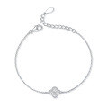 wholesale 925 Sterling Silver Four-Leaf Clover Bracelet with Ice-Cut High-Carbon Diamonds, Ins-Style Niche Premium Lucky Necklace-0-5