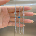wholesale S925 Sterling Silver Cross-Border Hit Women's Tennis Bracelet Light Luxury 8A Ice-Cut Colored Oval Zircon Silver Bracelet Wholesale-0-0