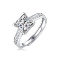 S925 Silver Square Moissanite Women's Ring, 18K Gold Plated, Wholesale Factory Drop Shipping-0-3