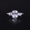 wholesale S925 sterling silver oval 2-carat moissanite solitaire ring with certificate for cross-border sales on Amazon-0-0