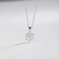 wholesale Metal material small batch design minimalist fresh snowflake pendant women's diamond-encrusted ice crystal necklace luxury collarbone chain free engraving-0-3