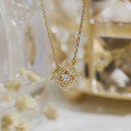 wholesale S925 Gold-Plated Duli Japanese Ice Flower Necklace Women's Versatile Collarbone Chain Light Luxury Elegant Style Jewelry Wholesale-0-3