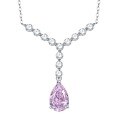 wholesale S925 Silver New 8*12 Pink Diamond Y-Shape Teardrop Diamond Chain, Elegant, Sweet, Classic, and Minimalist for Women-0-4