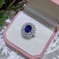 S925 Sterling Silver 8*10mm Oval Sapphire Luxury Ring for Women-0-2