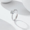 wholesale S925 Sterling Silver Jewelry, 1ct Zircon Six-Prong Personalized Diamond Ring, Minimalist Openable Adjustable Ring-0-1
