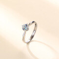 wholesale Sterling Silver Genuine Four-Prong D Color Moissanite Ring for Women, Minimalist Design, Gift for Girlfriend, Proposal, or Confession-0-0