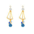 wholesale S925 Silver Plated 14K Gold with Lapis Lazuli and Light Blue Zircon, Take Up Forest Style Earrings, New Collection by Dunli Jewelry-0-4